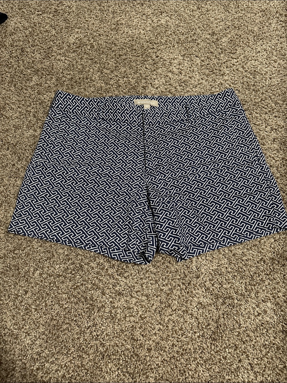 Banana Republic Navy and White Geometric Bermuda Shorts
